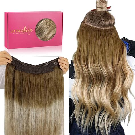 Wennalife Extension Cheveux Naturel Fil Invisible Cm G Ombre Brun