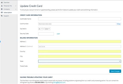 Updating Credit Card Information Dyn Help Center