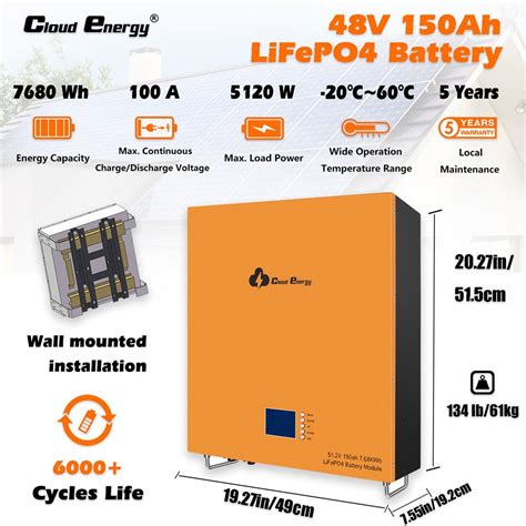 Cloudenergy V Ah Wall Mounted Lifepo Battery Pack United States