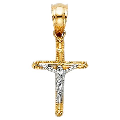 Jewels By Lux K White And Yellow Two Tone Gold Tiny Christian