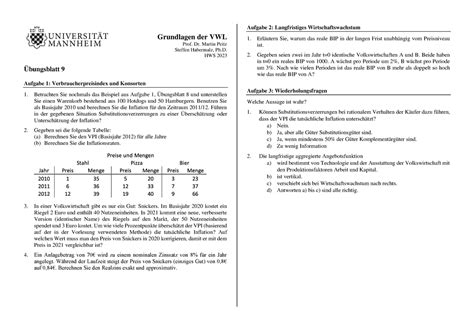 Uebungsblatt Grundlagen Der Vwl Prof Dr Martin Peitz Steffen