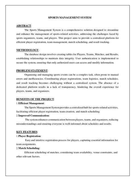 sports management system final  information system