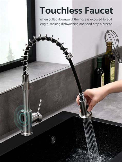 Wewe Touchless Kitchen Faucet With Pull Down Sprayer Motion Sensor