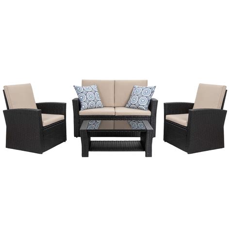 Shintenchi Piece Outdoor Patio Furniture Set Wicker Rattan Sectional