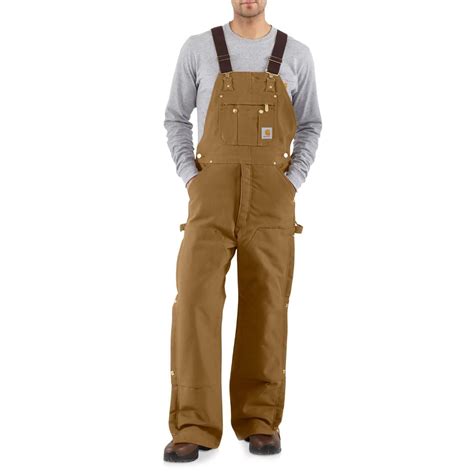 Carhartt R03 Arctic Quilt Lined Duck Bib Overalls In Brown For Men