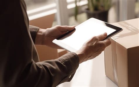 Premium Photo A Person Holding A Tablet In Their Hands With A Box On