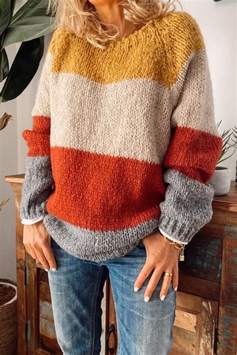 Color Block Sweater Knitting Pattern