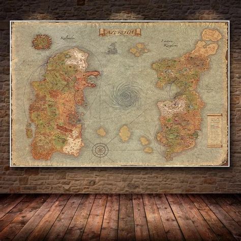 World Of Warcraft Azeroth Map Series Canvas Painting Poster Aesthetic