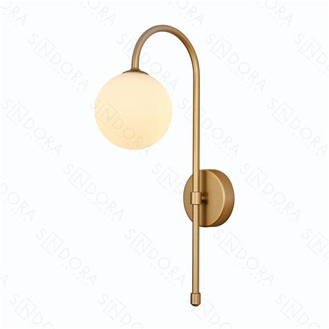 ARANDELA 15X40CM G91 METAL DOURADO VIDRO 12CM BRANCO SINDORA DCB04048