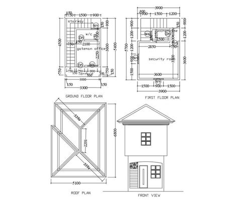 Floor Plan Of Gatehouse Mtr X Mtr With Elevation In Autocad Floor