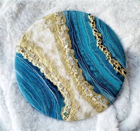 Geode Inspired Epoxy Resin Wall Decor, Geode Decor, Epoxy Resin Decor, Multiple Shades of Blue ...