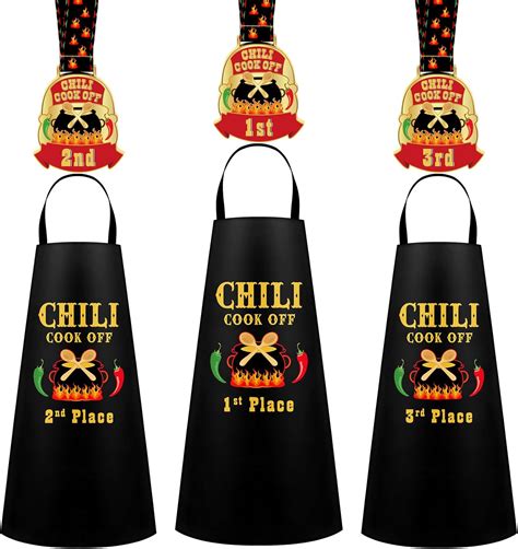 Liitrsh 6 Pcs Chili Cook Off Apron Chili Cook Off Medals