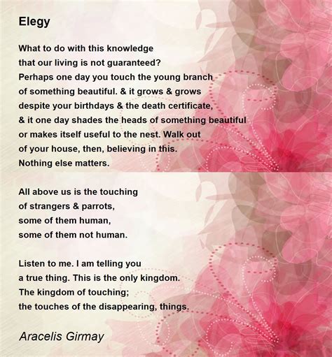 Elegy - Elegy Poem by Aracelis Girmay