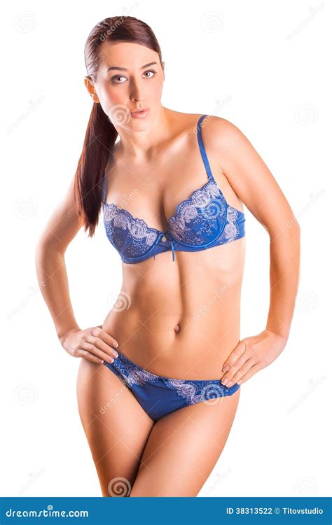 Brunette In Lacy Lingerie Isolated Stock Photo Image Of Lingerie