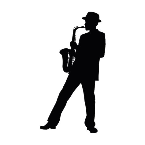 Premium Vector Man With Saxophone Silhouette Jazz Musician Silhouette