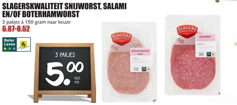 Slagerskwaliteit Snijworst Salami En Of Boterhamworst Aanbieding Bij