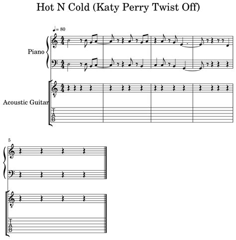 Hot N Cold Katy Perry Twist Off Sheet Music For Piano Acoustic Guitar