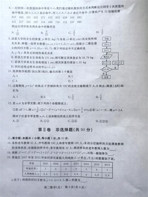 2016 2017学年河北省巨鹿中学高二下学期第一次月考数学文试题word文档在线阅读与下载免费文档