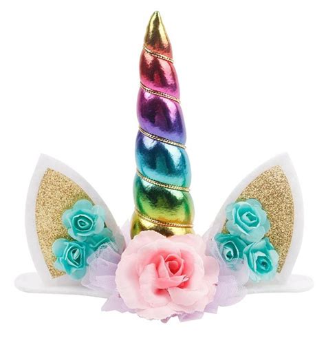 Kitchen Domain Unicorn Horn Cake Topper Rainbow Colours