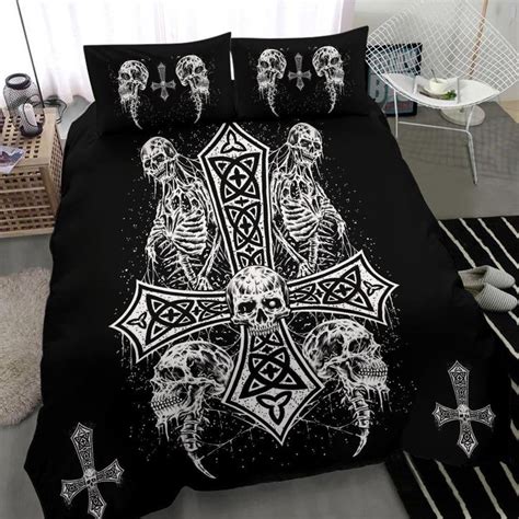 Inverted Skull Skeleton Cross Piece Duvet Set Version Out Of