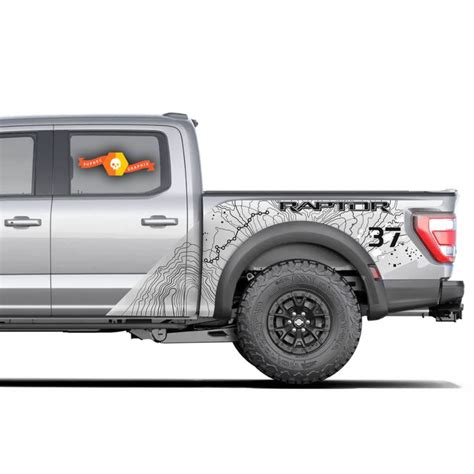 2x F-150 Ford Raptor 2022+ Svt Topographic Map Splash Decal Graphics ...