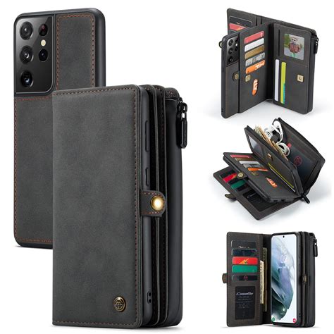 Detachable Wallet Case For Samsung Galaxy S21 Ultra S21 5g Leather Case Luxury Magnetic Card