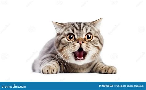 Close Up Funny Portrait Of Frightened Cat Stock Illustration Illustration Of Close White