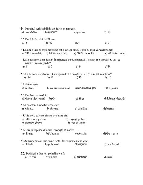 AcademiaABC Test grilă Călătorie în ținutul cunoașterii Clasa a II a