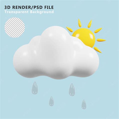 Premium Psd Sunny And Rainy Cloudy Day Weather Forecast Icon