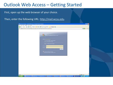 PPT - Microsoft ® Office Outlook Web Access Training: Getting Started ...