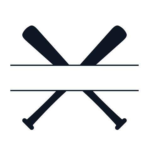 Baseball Bat Split Text Frame Sport Free Svg File SVG Heart