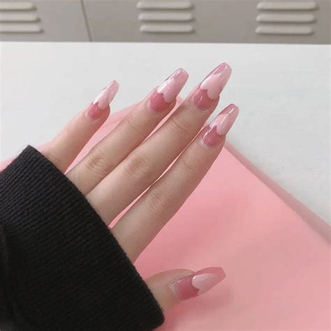 Pcs Middle Length Ballerina Nude Pink Color False Nails Design With