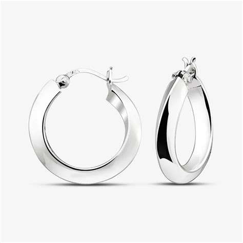 22mm Round Modern Design Silver Plain Hoop Earrings Whole Sale 925 Silver