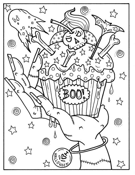 5 Pages Halloween Cupcakes To Color Instant Download Digital Etsy