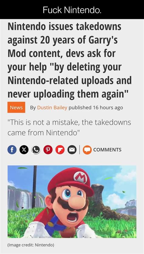 Fuck Nintendo Nintendo Issues Takedowns Against Years Of Garry S Mod Content Clews Ask For
