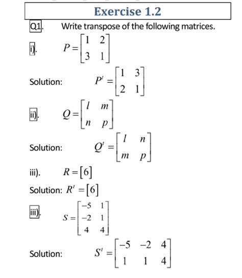 Solution Matrices Exercise Questions Answers Studypool