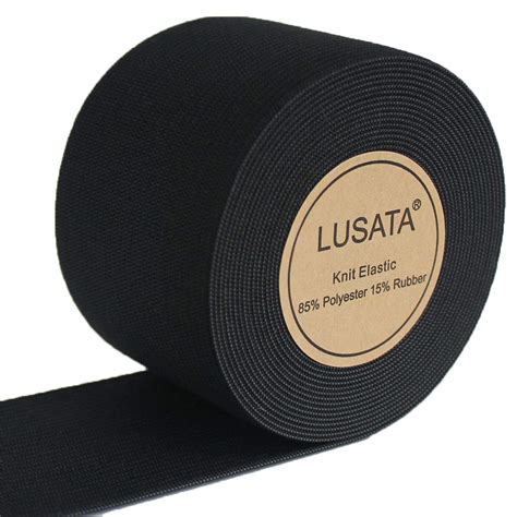 Lusata 2 Inch Wide Black Knit Elastic Spool Heavy Stretch High