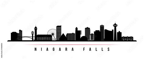 Niagara Falls Skyline Horizontal Banner Black And White Silhouette Of