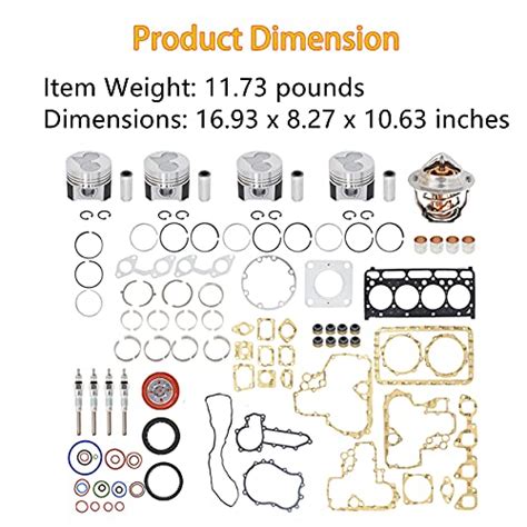 Wflnhb Overhaul Rebuild Kit Replacement For Kubota V Std Engine