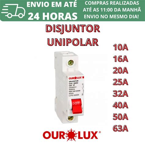 Disjuntor Unipolar Din Curva C Ourolux Shopee Brasil