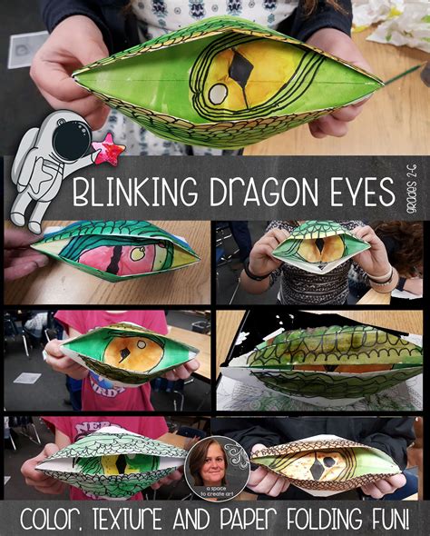 Blinking Origami Dragon Eyes - Origami Elementary Art Lesson - Middle ...