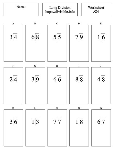 1 Digit Divided By 1 Digit Long Division Worksheet 84