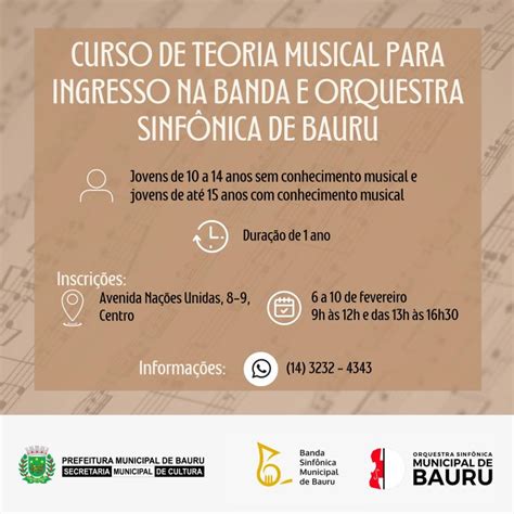 Cultura Abre Inscri Es Para Curso De Teoria Musical Para Ingresso Na