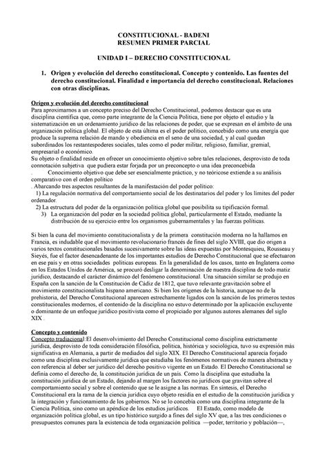 Unidad 1 DERECHO CONSTITUCIONAL BADENI CONSTITUCIONAL BADENI