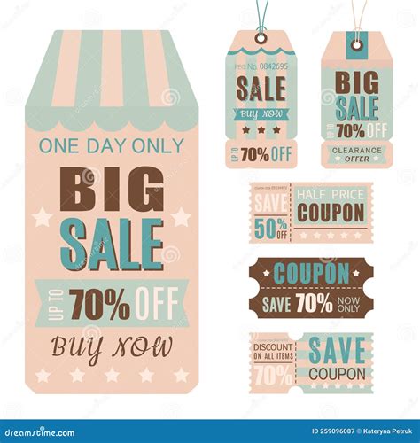 Set of Vintage Paper Price Tags Stock Vector - Illustration of price