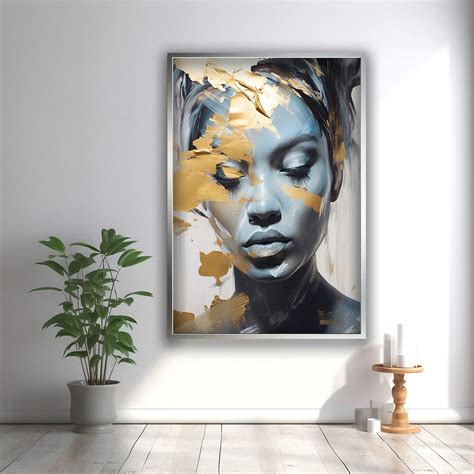 Black And Gold Woman Art Black And Gold Abstract Art Black Woman