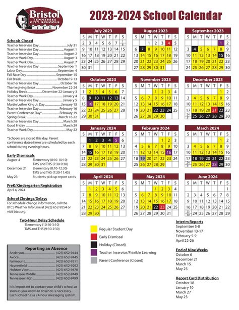 Bristol Tennessee City Schools Calendar 2023 2024 In Pdf