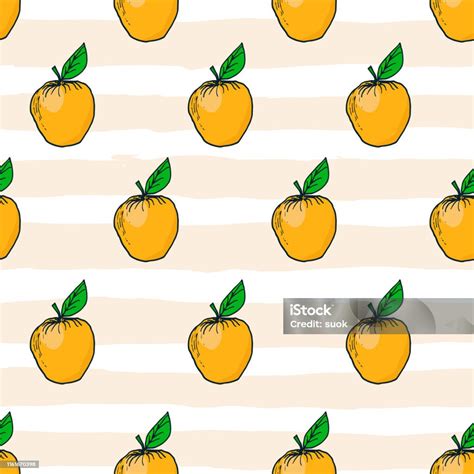 Apple Hand Drawn Vector Seamless Pattern Stock Illustration Download