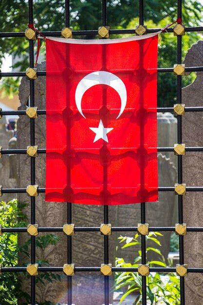 Premium Photo Turkish National Flag With White Star And Moon In The View