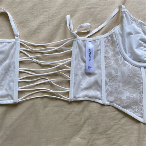 White Glassons Lace Corset Top Size Worn Depop